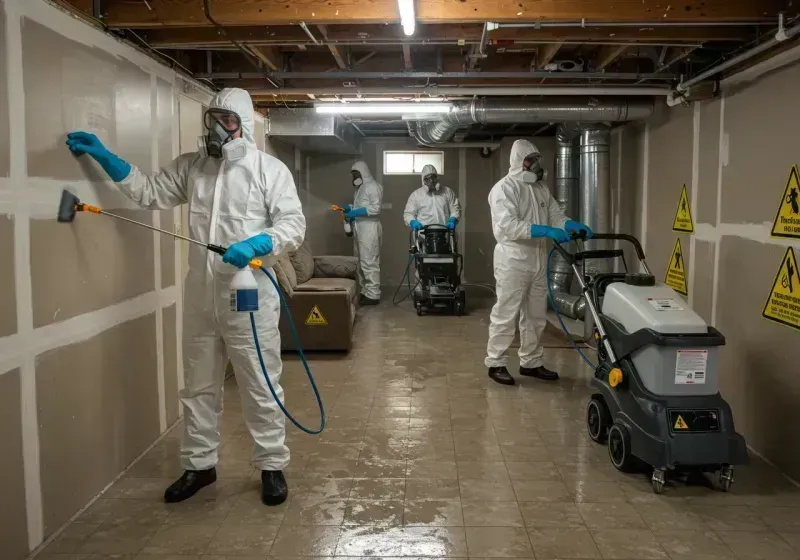 Basement Moisture Removal and Structural Drying process in North Amityville, NY